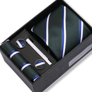Wedding Gift Tie Wholesale New Style Pocket Squares Set Cufflinks Tie Clip Necktie Box Men Fit Wedding Blue Paisley Black Boxs