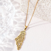 Palestine Map Religious Quran Arabic Islamic Eid Verses Pendant Fashion Necklaces Jewelry Men Women Ramadan Him Her Kids Gifts
