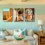 3 पीस/सेट बोहो इस्लामिक स्टाइल आर्किटेक्चर पोस्टर कैनवास पेंटिंग रेट्रो ब्राउन वॉल आर्ट घर लिविंग रूम सजावट के लिए बिना फ्रेम के