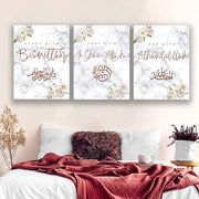 3pcs Islamic Arabic Calligraphy Posters and Prints, Modern Canvas Painting, Wall Art for Living Room, Home Decor No Frame