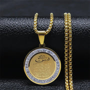 Muslim Islamic Religious Stainless Steel Crystal Necklace Women Islam Quran Allah Pendant Necklaces Arabic Jewelry bijoux arabe