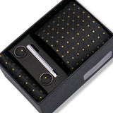 Wedding Gift Tie Wholesale New Style Pocket Squares Set Cufflinks Tie Clip Necktie Box Men Fit Wedding Blue Paisley Black Boxs