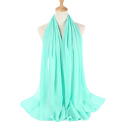 Muslim Chiffon Hijab Women Bubble Chiffon Scarf For Women Ladies Veil Muslim Islam Solid Color Malaysia Musulman Wrap Scarves