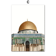 Canvas Painting Posters And Prints Pictures Islamic Mosque Quran Architecture Palace Landscape Wall Art For Linving Room Decor