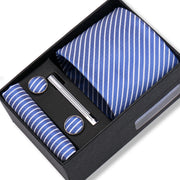 Wedding Gift Tie Wholesale New Style Pocket Squares Set Cufflinks Tie Clip Necktie Box Men Fit Wedding Blue Paisley Black Boxs