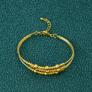 Nigeria Wedding Jewelry Bracelet 21k Gold Plated Muslim Multi Layer Beads Opening Bangles Dubai Women Bridal Vintage Jewelrys