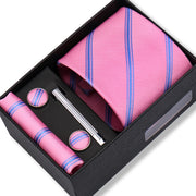 Wedding Gift Tie Wholesale New Style Pocket Squares Set Cufflinks Tie Clip Necktie Box Men Fit Wedding Blue Paisley Black Boxs