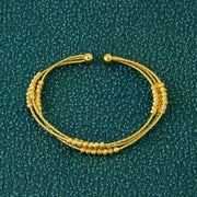 Nigeria Wedding Jewelry Bracelet 21k Gold Plated Muslim Multi Layer Beads Opening Bangles Dubai Women Bridal Vintage Jewelrys