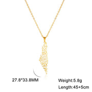 Stainless Steel Necklace For Women Men Palestine Israel Map Islamic Script Hollow Pendant Necklace Engagement Jewelry