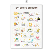 इस्लाम मुस्लिम पैगंबर अरबी वर्णमाला अल्लाह कुरान वैयक्तिकरण बच्चे नर्सरी दीवार कला चित्रकारी पोस्टर बेबी बच्चों के कमरे की सजावट