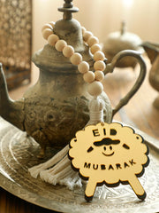 Eid Mubarak Sheep Kettle Ornament, Wood Bead Tassel Hanging Decortion, Islamic Ramadan Festival Home Decor, Door Wall Charm Gift