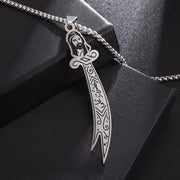Stainless Steel Islamic Imam Ali Zulfiqar Sword Pendant Necklace Quran Pendant Shia Islamic Jewelry for Men and Women