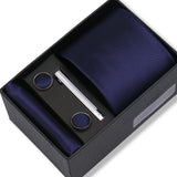 Wedding Gift Tie Wholesale New Style Pocket Squares Set Cufflinks Tie Clip Necktie Box Men Fit Wedding Blue Paisley Black Boxs