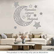 ملصقات حائط عيد مبارك - ديكورات رمضان ثلاثية الأبعاد مصنوعة من الأكريليك على شكل قمر ونجمة