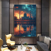 इस्लामी वास्तुकला मस्जिद पोस्टर इस्लामी अरब फ्यूजन धार्मिक प्रिंट कैनवास पेंटिंग दीवार चित्र घर कक्ष आधुनिक सजावट