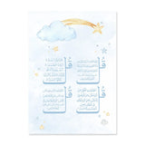 Custom Baby Name Islamic Ayat Kursi Poster Nursery Watercolor Moon Stars Canvas Painting Muslim Wall Art Picture Boy Room Decor