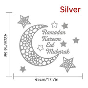 ملصقات حائط عيد مبارك - ديكورات رمضان ثلاثية الأبعاد مصنوعة من الأكريليك على شكل قمر ونجمة