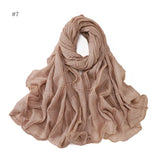 13 Color 80*180cm New Simple Silver Wire Wrinkle Plaid Solid Color Chain Gold Border Scarf Muslim Women Hijab Wrap Ramadan Islam